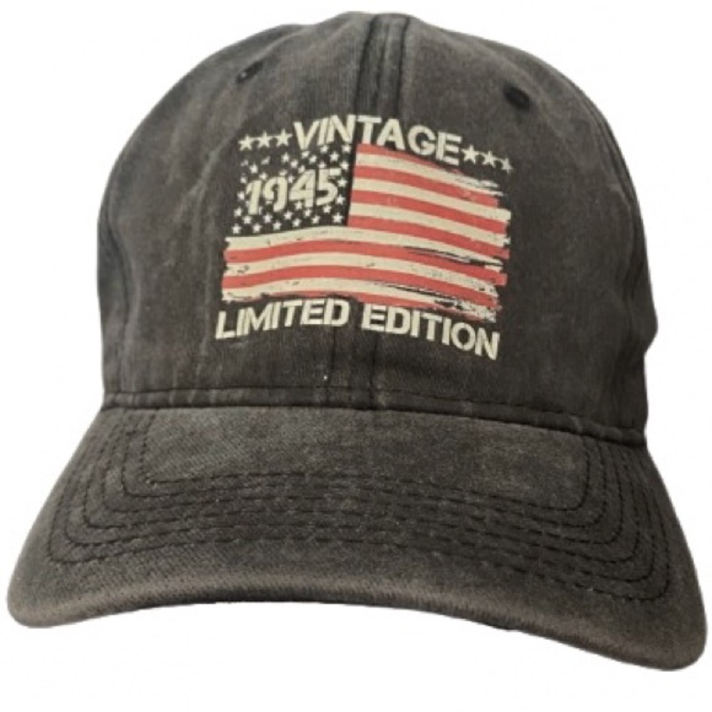 Vintage 1945 Limited Edition Black Cap 81th Birthday Gift For Men & Women Cotton